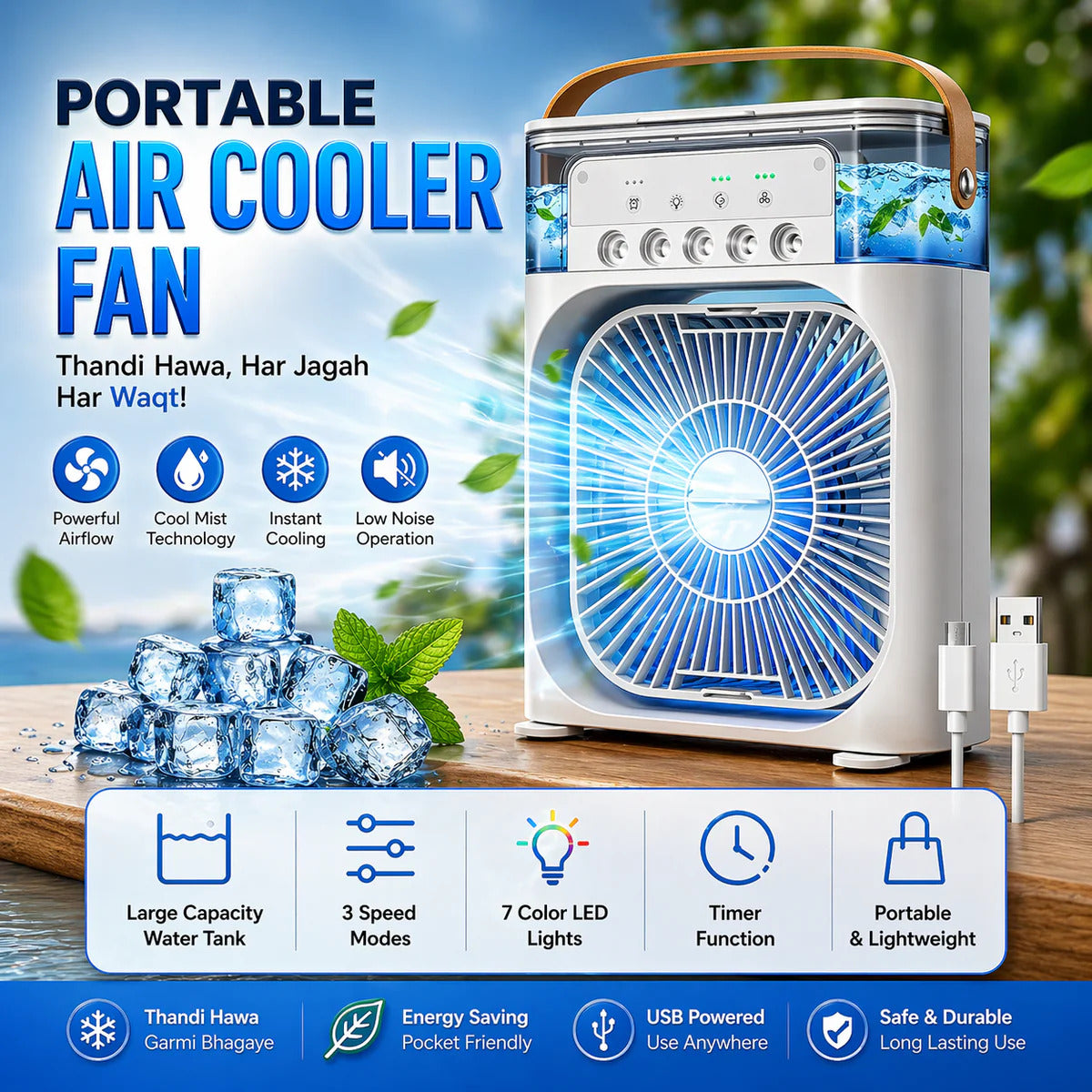 Mini Portable Cooler With Mist - USB Mini AC